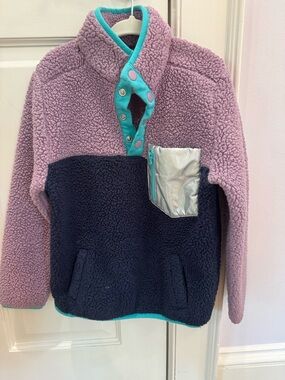 Andy & Evan Lavender and Navy Sherpa Pullover with Teal Trim and Silver Pocket
